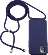 Voor iPhone 11 Pro Max Candy Color TPU beschermhoes met draagkoord (donkerblauw)