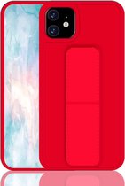 Voor iPhone 11 schokbestendige pc + TPU beschermhoes met polsband en houder (rood)