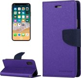 GOOSPERY FANCY DAGBOEK voor iPhone X / XS Cross Texture Horizontale Flip Leren Case met Kaartsleuven & Portemonnee & Houder (Paars)