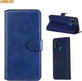 Voor Samsung Galaxy M30s ENKAY Hat-Prince horizontale flip lederen tas met houder & kaartsleuven en portemonnee (donkerblauw)