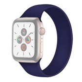 Voor Apple Watch Series 5 en 4 44 mm / 3 en 2 en 1 42 mm effen kleur elastische siliconen vervangende polsband horlogeband, maat: M 143 mm (saffierblauw)