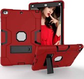 Voor iPad 4/3/2 siliconen + pc-beschermhoes met standaard (rood + grijs)