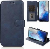 Voor Samsung Galaxy S20 Kalfsstructuur Magnetische Gesp Horizontale Flip Leren Case met Houder & Kaartsleuven & Portemonnee & Fotolijst (Blauw)