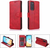 Voor Huawei P40 Kalf Textuur Magnetische Gesp Horizontale Flip Leren Case met Houder & Kaartsleuven & Portemonnee & Fotolijst (Rood)