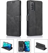 Voor Huawei Honor V30 Kalf Textuur Magnetische Gesp Horizontale Flip Leren Case met Houder & Kaartsleuven & Portemonnee & Fotolijst (Zwart)