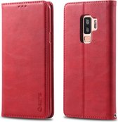 Voor Galaxy S9 plus AZNS retro textuur magnetische horizontale flip pu lederen case met houder & kaartsleuven & fotolijst (rood)