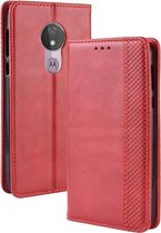 Magnetische gesp Retro textuur Horizontale flip lederen tas voor Motorola Moto G7 Power (EU-versie), met houder & kaartsleuven & portemonnee (rood)