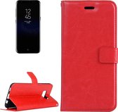 Voor Galaxy S8 Retro Crazy Horse Texture Horizontaal Flip Leren Case met Houder & Kaartsleuven & Portemonnee & Fotolijst & Lanyard (Rood)