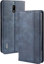 Magnetische gesp retro gekke paard textuur horizontale flip lederen case voor Nokia 3.1 C, met houder & kaartsleuven & fotolijst (blauw)