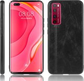 Voor huawei nova 7 pro schokbestendig naaien koe patroon skin pc + pu + tpu case (zwart)
