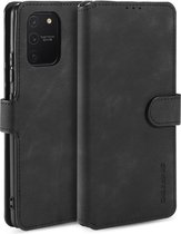 Voor Galaxy A91 / S10 Lite DG.MING Retro Oil Side Horizontal Flip Case met houder & kaartsleuven & portemonnee (zwart)
