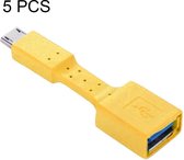 5 stuks micro USB male naar USB 3.0 vrouwelijke OTG-adapter (geel)