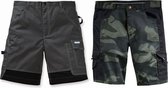 Korte broek met anti-slip tailleband, kleur camouflage/zwart, maat 2XL