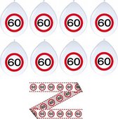 Verkeersborden Party Set | Verjaardag | Jubileum | 60 Jaar | Ballon | Afzetlint | Rood Wit | Verkeersbord