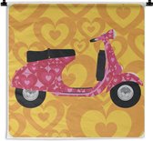 Tapisserie Illustration Vespa - Illustration d'un scooter Vespa rose Tapisserie coton 90x90 cm - Tapisserie avec photo