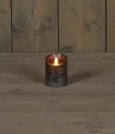 1x Antraciete LED kaarsen / stompkaarsen 10 cm - Luxe kaarsen op batterijen met bewegende vlam