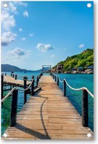 Houten Brug in Thailand - Tuinposter 60x90 - Wanddecoratie - Landschap - Natuur