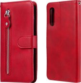 Voor LG Velvet Fashion Kalfsstructuur Rits Horizontale Flip Leren Case met Houder & Kaartsleuven & Portemonnee (Rood)