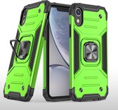 Magnetisch pantser schokbestendig TPU + pc-hoesje met metalen ringhouder voor iPhone XR (groen)