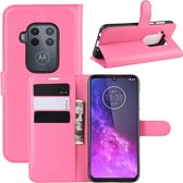 Voor Motorola One Zoom Litchi Texture Horizontale Flip Leren Case met Portemonnee & Houder & Kaartsleuven (Rose Rood)