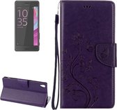 Voor Sony Xperia XA Ultra Bloemen Embossing Horizontale Flip Leren Case met Houder & Kaartsleuven & Portemonnee & Lanyard (Paars)