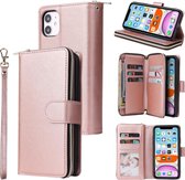 Voor iPhone 11 Pro Rits Portemonnee Tas Horizontale Flip PU Lederen Case met Houder & 9 Kaartsleuven & Portemonnee & Lanyard & Fotolijst (Rose Goud)