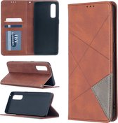 Voor OPPO Find X2 Neo / Reno 3 Pro Rhombus Texture Horizontale Flip Magnetische Leren Case met Houder & Kaartsleuven (Bruin)