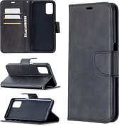 Voor Oppo A72 / A52 / A92 Retro Lambskin Texture Pure Color Horizontale Flip PU Leather Case met Houder & Kaartsleuven & Portemonnee & Lanyard (Zwart)