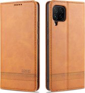 Voor Samsung Galaxy A42 5G AZNS Magnetische Kalf Textuur Horizontale Flip Leren Case met Kaartsleuven & Houder & Portemonnee (Lichtbruin)