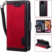 Voor iPhone 12 Max / 12 Pro Retro Splicing Horizontale Flip lederen hoes met kaartsleuven & houder & portemonnee (rood)