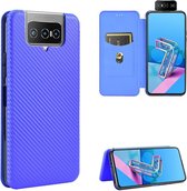 Voor Asus Zenfone 7 ZS670KS / ZenFone 7 Pro ZS671KS Koolstofvezel Textuur Magnetische Horizontale Flip TPU + PC + PU Lederen Case met Kaartsleuf (Blauw)
