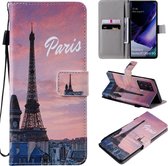 Voor Samsung Galaxy Note 20 Ultra Schilderen Horizontale Flip Leren Case met Houder & Kaartsleuf & Lanyard (Eiffeltoren)