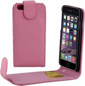 Voor iPhone 8 & 7 Gewone textuur Verticale flip lederen hoes met kaartsleuf (roze)