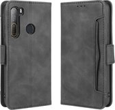 Voor HTC Desire 20 Pro Wallet Style Skin Feel Kalfspatroon lederen tas, met aparte kaartsleuf (zwart)