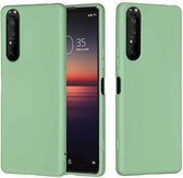 Voor Sony Xperia 5 Plus / Xperia 1 II effen kleur vloeibaar siliconen valbestendig volledige dekking beschermhoes (groen)