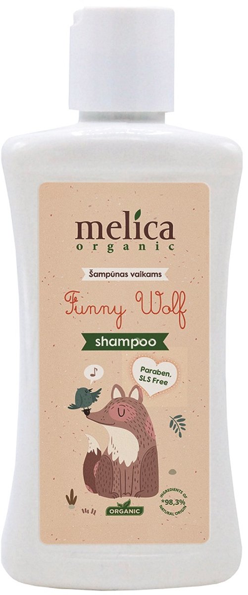 MELICA ORGANIC BIO Biologisch 98,8% Natuurlijke BIO BABY SHAMPOO "FUNNY WOLF" met ALOE VERA EXTRACT zonder parabenen, SLS, SLES met pompje 300ml