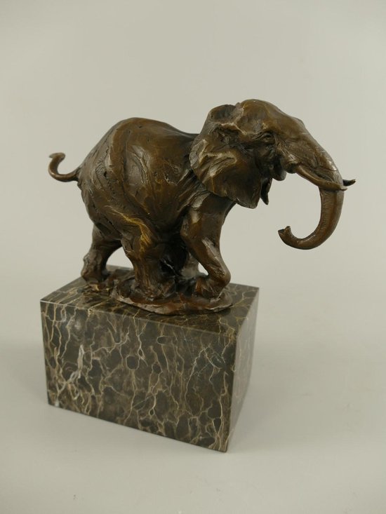 Statue en bronze - Éléphant joyeux - Sculpture Animaux - 20 cm de haut