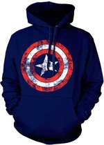 Marvel Captain America Hoodie/trui -XL- Distressed Shield Blauw