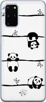 Samsung Galaxy S20 Plus siliconen hoesje - Panda - Soft Case Telefoonhoesje - Zwart - Print