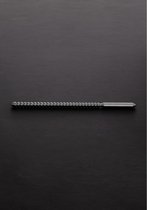 DIP STICK Ribbed (10x240mm) - Brushed Steel - Bondage Toys