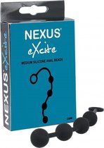 EXCITE Medium Silicone Anal Beads - Black - Anal Beads