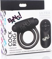Silicone Cock Ring & Bullet with Remote Control - Black - Cock Rings