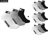 Starter - 12-Pack Quarter Socks - 12 Paar Sokken - 39 - 42 - Grijs/Wit/Zwart