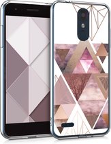 kwmobile telefoonhoesje voor LG K8 (2018) / K9 - Hoesje voor smartphone in poederroze / roségoud / wit - Glory Driekhoeken design