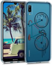 kwmobile telefoonhoesje voor Huawei Y6 (2019) - Hoesje voor smartphone in blauw / bruin / transparant - Fiets design