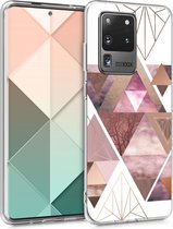 kwmobile telefoonhoesje voor Samsung Galaxy S20 Ultra - Hoesje voor smartphone in poederroze / roségoud / wit - Glory Driekhoeken design