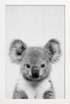 JUNIQE - Poster in houten lijst Koala zwart-wit foto -60x90 /Grijs &