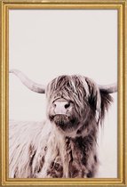 JUNIQE - Poster met houten lijst Highland Cattle Frida Crème -60x90