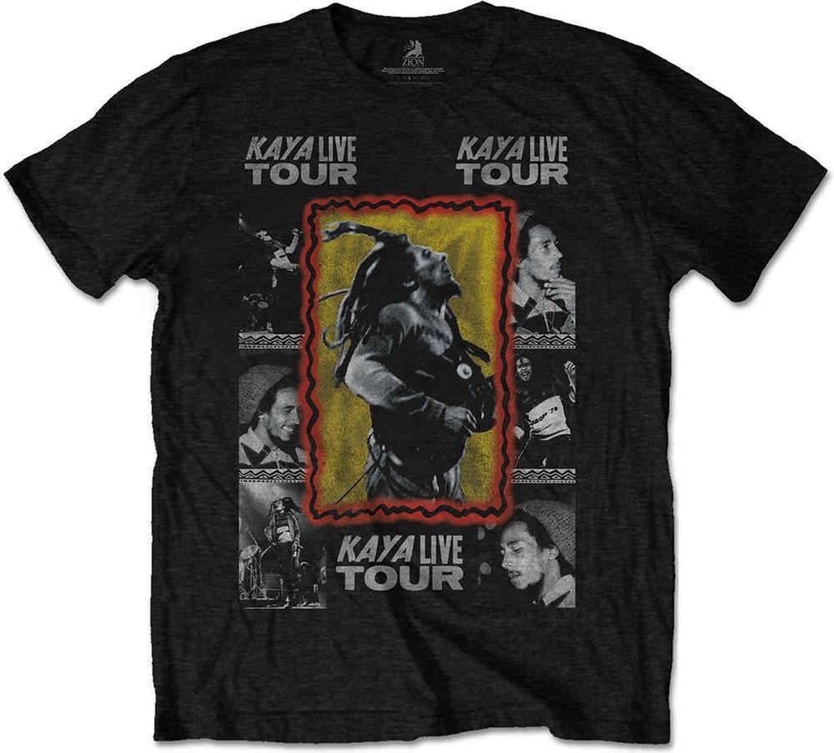 Bob Marley - Kaya Tour Heren T-shirt - met rug print - 2XL - Zwart