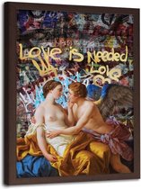 Foto in frame , Vrouw en Man , Historisch Tafereel ,Love is needed , 70x100cm , Multikleur , wanddecoratie